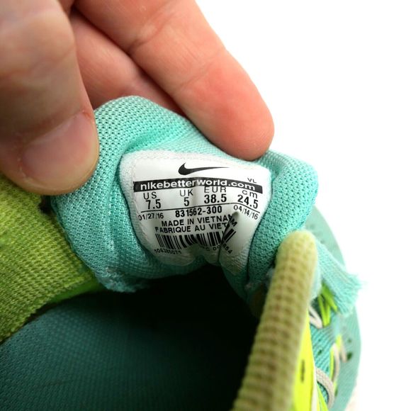 Nike Women's Zoom Winflo 3 Hyper Turquoise/White-Volt Running Shoes Size 7.5 - Picture 9 of 9